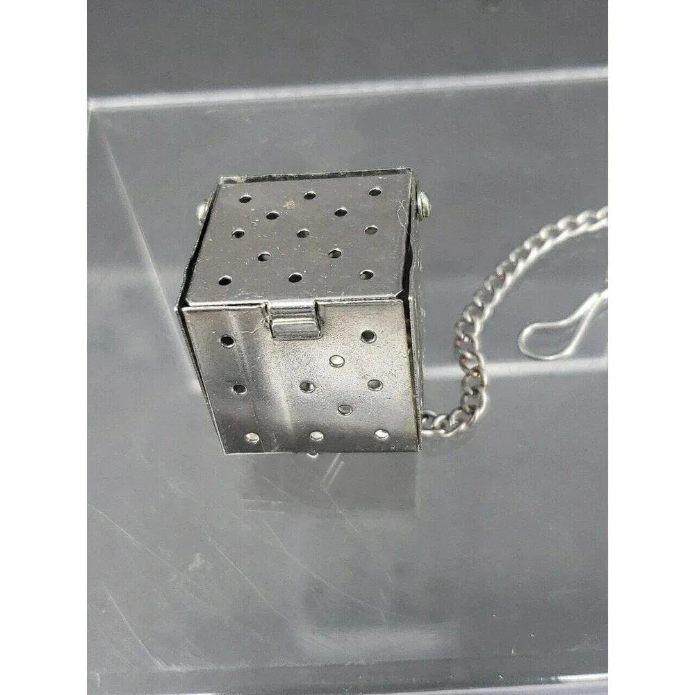 Vintage Tea Infuser Square Cube Strainer Ball with Chain Stainless Steel